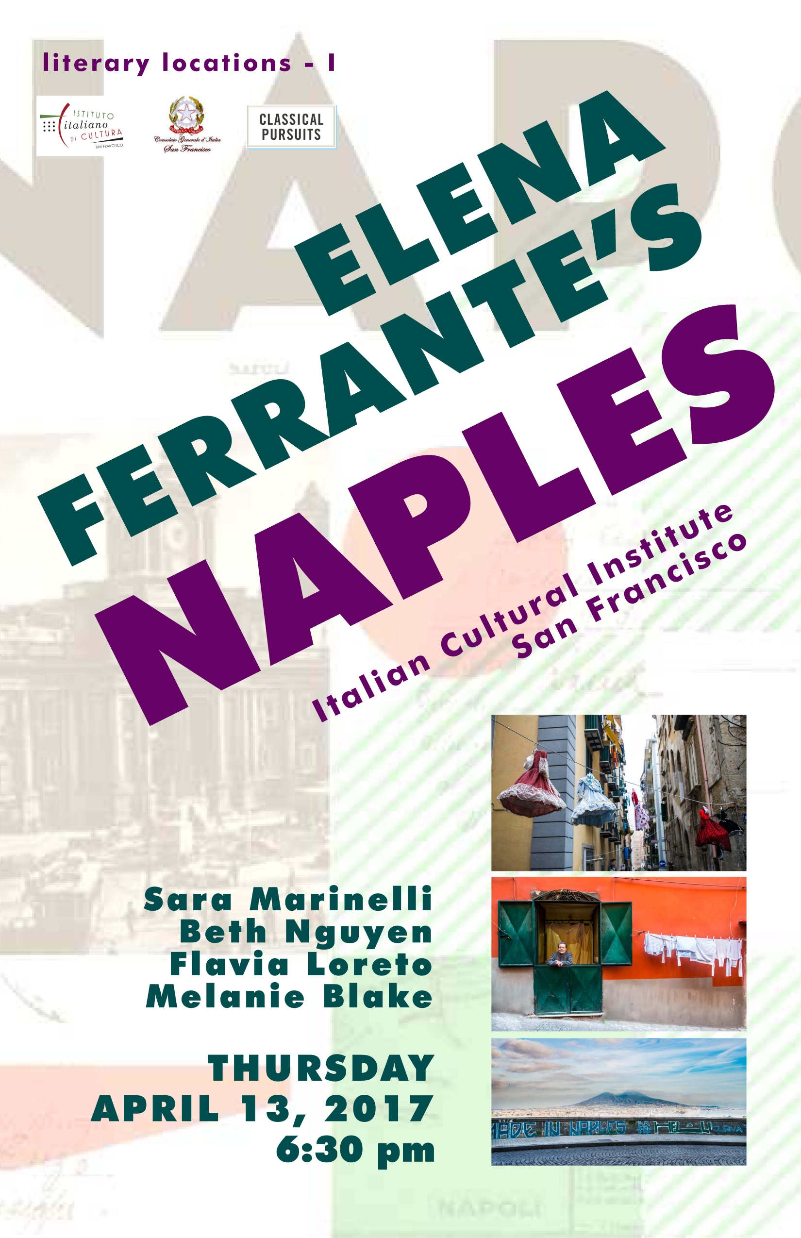 Speaker at Elena Ferrante’s Naples, April 13th, 2017